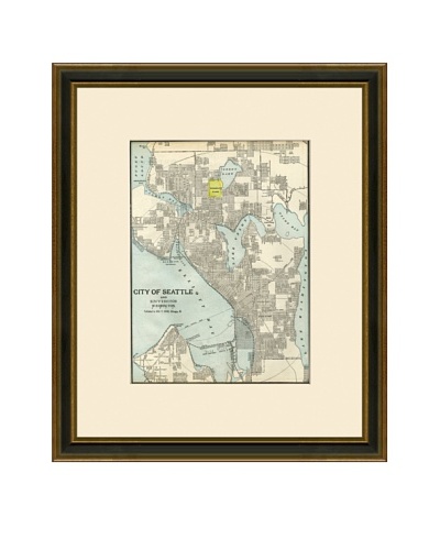 Antique Lithographic Map of Seattle, 1883-1903