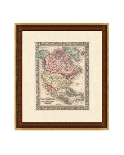 Antique Hand-Engraved Map of North America, 1860