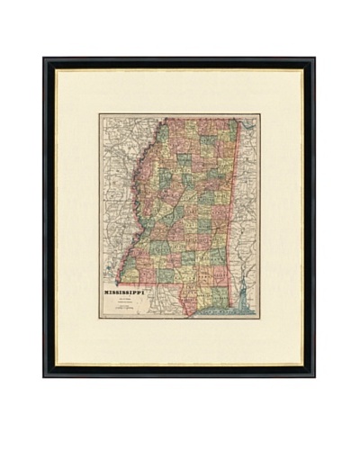 Vintage Print Gallery Antique Mississippi Map, 1892-1895