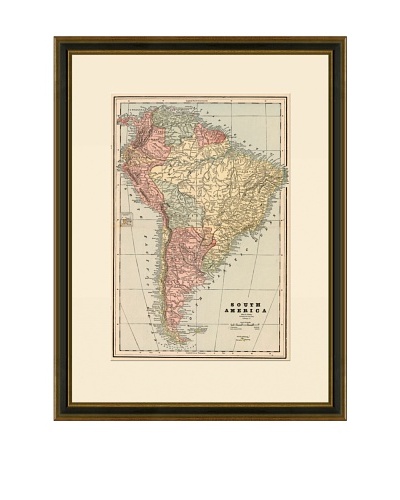 Antique Lithographic Map of South America, 1883-1903