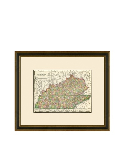 Antique Lithographic Map of Kentucky & Tennessee, 1886-1899