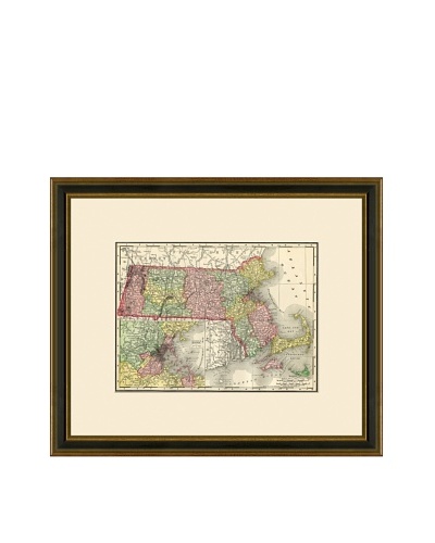 Antique Lithographic Map of Massachusetts, 1886-1899