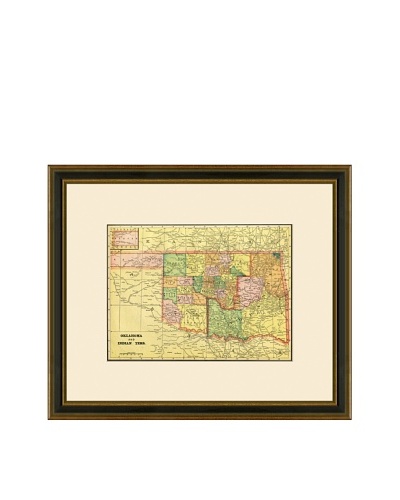 Antique Lithographic Map of Oklahoma & Indian Territory, 1883-1903