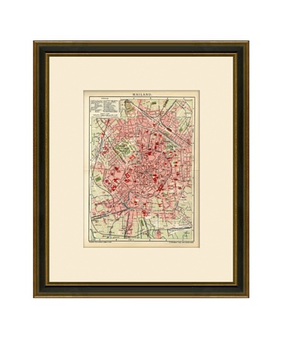 Antique Lithographic Map of Milan, 1894-1904