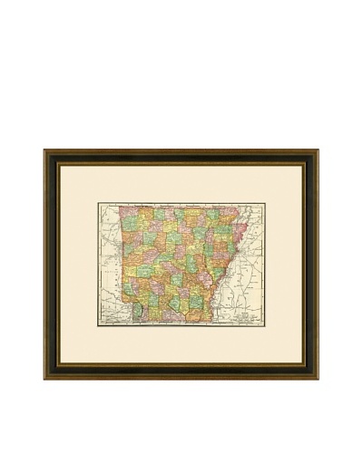 Antique Lithographic Map of Arkansas, 1886-1899