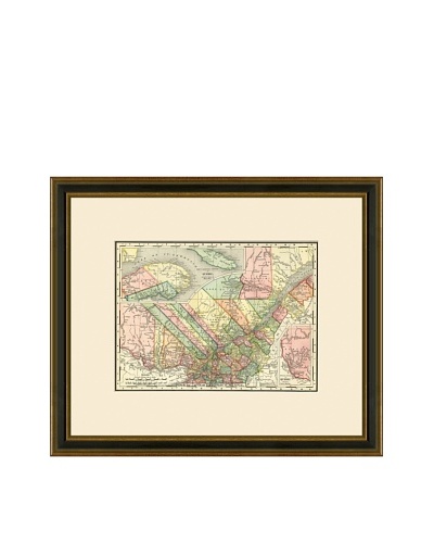 Antique Lithographic Map of Quebec, 1886-1899