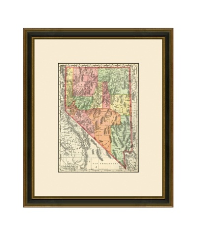 Antique Lithographic Map of Nevada, 1886-1899