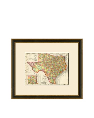 Antique Lithographic Map of Texas 1886-1899