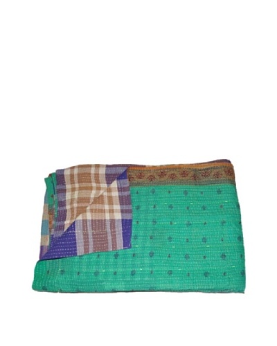 Large Vintage Karishma Kantha Throw, Multi, 60″ x 90″