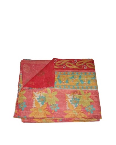 Large Vintage Kanti Kantha Throw, Multi, 60 x 90