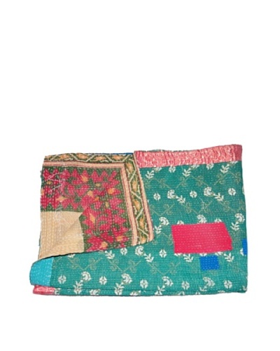 Large Vintage Navneet Kantha Throw, Multi, 60 x 90