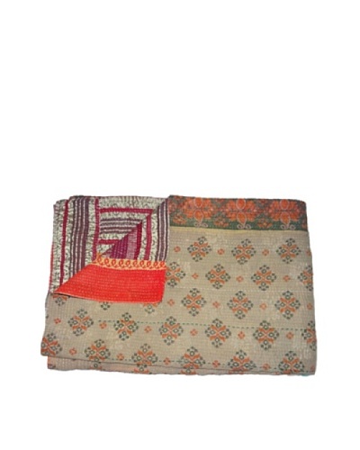 Large Vintage Pushpa Kantha Throw, Multi, 60″ x 90″
