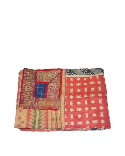 Large Vintage Pushpa Kantha Throw, Multi, 60 x 90