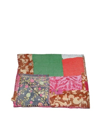 Large Vintage Preeti Kantha Throw, Multi, 60 x 90