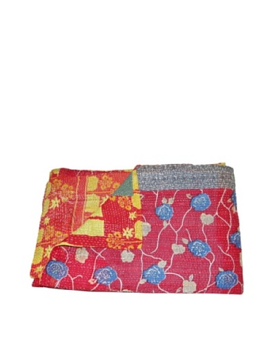 Large Vintage Parul Kantha Throw, Multi, 60 x 90