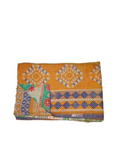 Large Vintage Aakaanksha Kantha Throw, Multi, 60 x 90