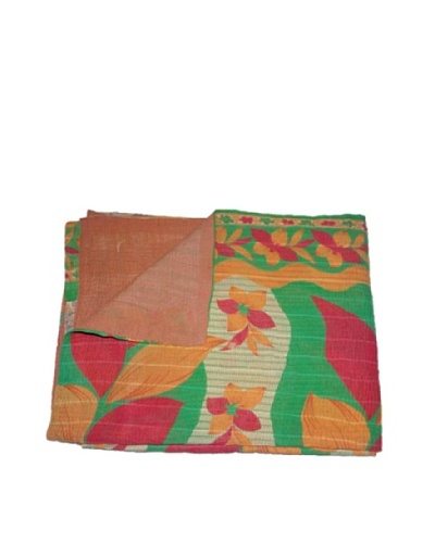 Large Vintage Navneet Kantha Throw, Multi, 60 x 90