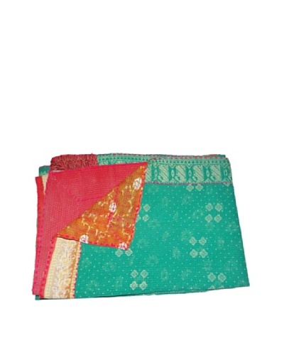 Large Vintage Lavanya Kantha Throw, Multi, 60″ x 90″