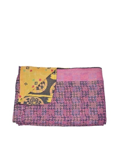 Large Vintage Pushpa Kantha Throw, Multi, 60 x 90