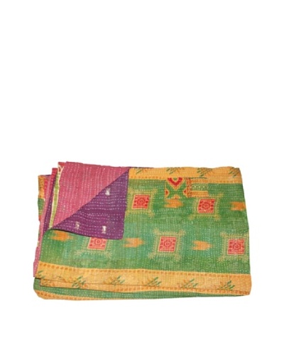 Large Vintage Kanti Kantha Throw, Multi, 60″ x 90″