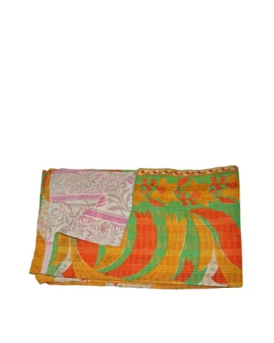 Large Vintage Pushpa Kantha Throw, Multi, 60″ x 90″