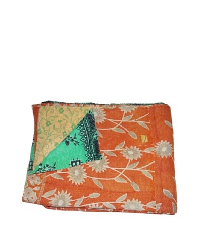 Large Vintage Gowri Kantha Throw, Multi, 60″ x 90″