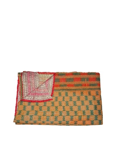 Large Vintage Kanti Kantha Throw, Multi, 60″ x 90″