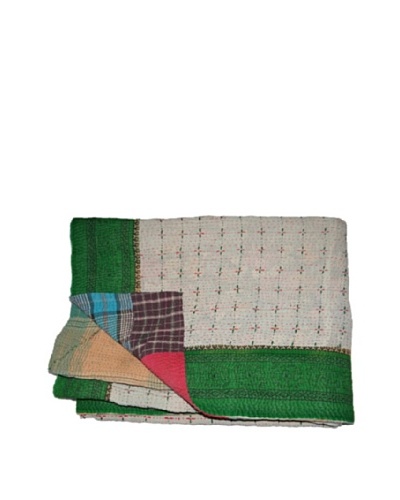 Large Vintage Chanda Kantha Throw, Multi, 60″ x 90″