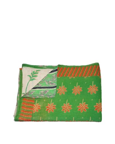 Large Vintage Kanti Kantha Throw, Multi, 60 x 90