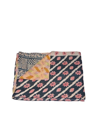 Large Vintage Lavanya Kantha Throw, Multi, 60 x 90