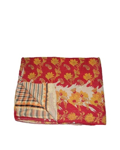 Large Vintage Navneet Kantha Throw, Multi, 60″ x 90″