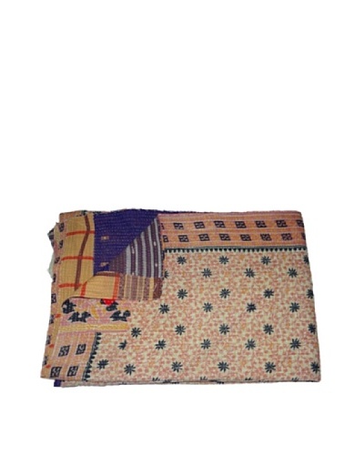 Large Vintage Lavanya Kantha Throw, Multi, 60″ x 90″