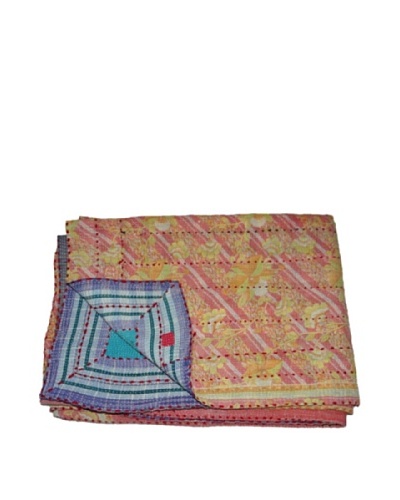 Large Vintage Preeti Kantha Throw, Multi, 60″ x 90″