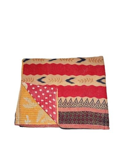 Large Vintage Chanda Kantha Throw, Multi, 60 x 90