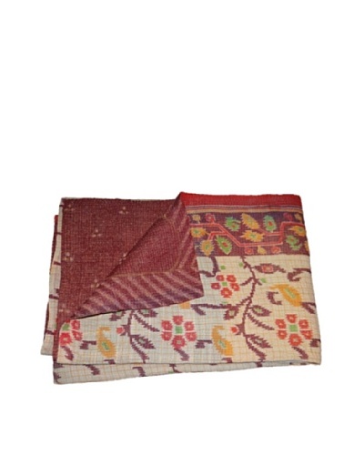 Large Vintage Lavanya Kantha Throw, Multi, 60 x 90