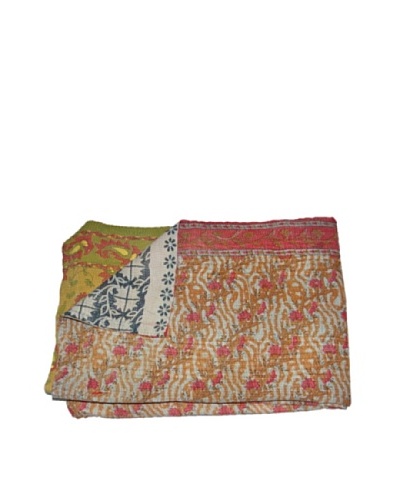 Large Vintage Karishma Kantha Throw, Multi, 60″ x 90″