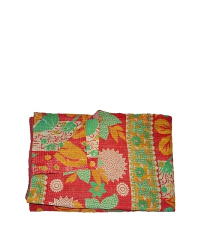 Large Vintage Aakaanksha Kantha Throw, Multi, 60″ x 90″