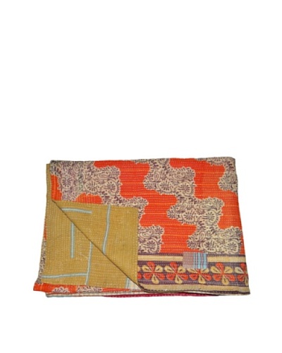 Large Vintage Chanda Kantha Throw, Multi, 60 x 90