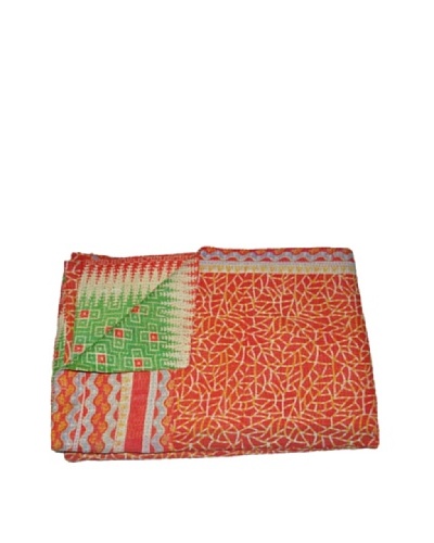 Large Vintage Lavanya Kantha Throw, Multi, 60 x 90