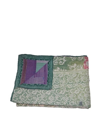 Large Vintage Karishma Kantha Throw, Multi, 60″ x 90″