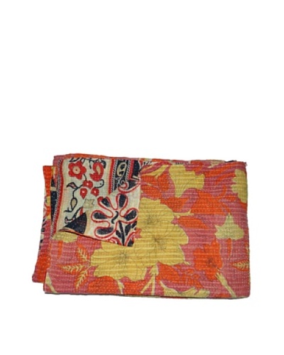 Large Vintage Kanti Kantha Throw, Multi, 60 x 90