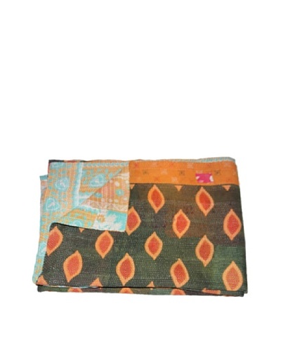 Large Vintage Lavanya Kantha Throw, Multi, 60 x 90