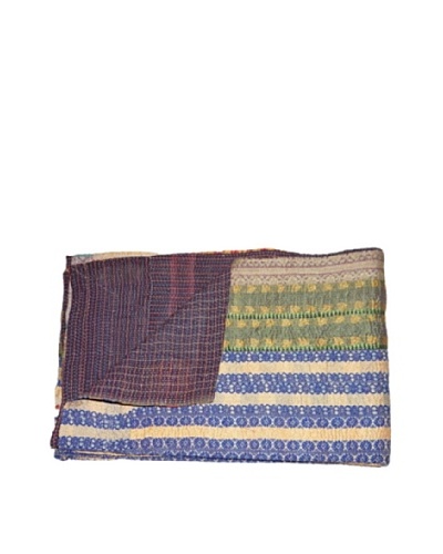 Large Vintage Lalima Kantha Throw, Multi, 60″ x 90″