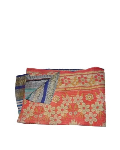 Large Vintage Karishma Kantha Throw, Multi, 60″ x 90″