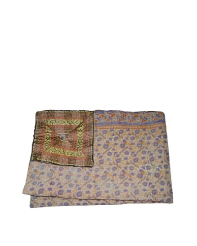 Large Vintage Kanti Kantha Throw, Multi, 60 x 90