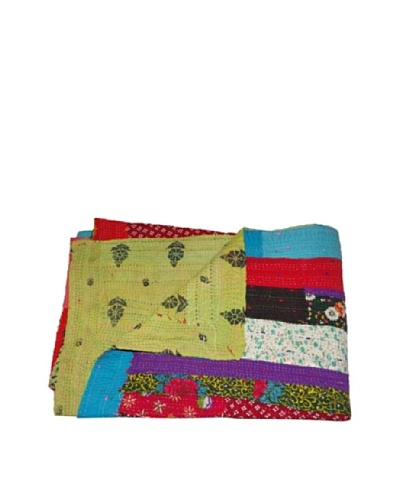 Large Vintage Gowri Kantha Throw, Multi, 60″ x 90″