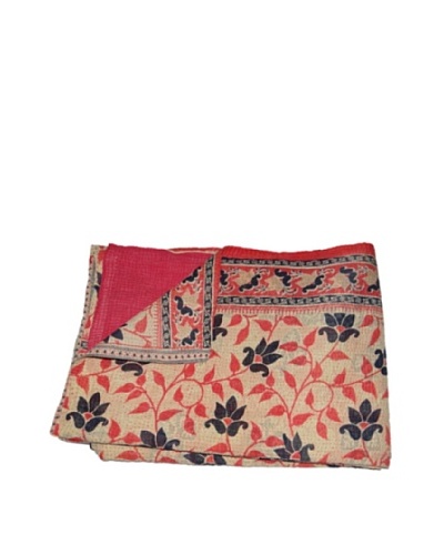 Large Vintage Gowri Kantha Throw, Multi, 60 x 90