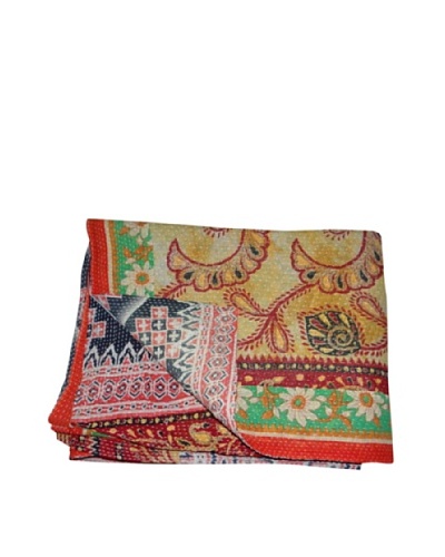 Large Vintage Lalima Kantha Throw, Multi, 60″ x 90″