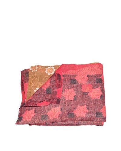 Large Vintage Aakaanksha Kantha Throw, Multi, 60 x 90