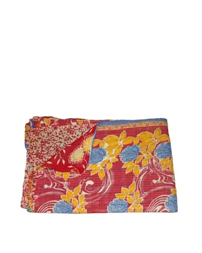 Large Vintage Gowri Kantha Throw, Multi, 60 x 90